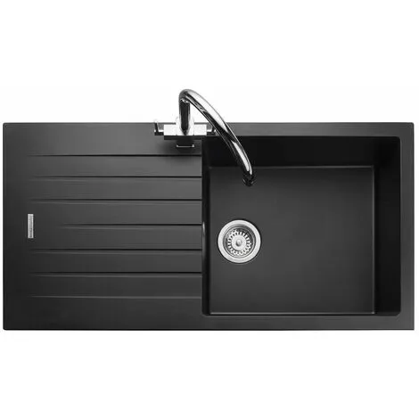 Rangemaster Andesite Kitchen Sink 1.0 Bowl Black Granite Inset Reversible Waste 2 Rangemaster Andesite Kitchen Sink 1.0 Bowl Black Granite Inset Reversible Waste - Image 2