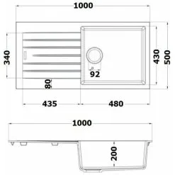 Rangemaster Andesite Kitchen Sink 1.0 Bowl Black Granite Inset Reversible Waste 6 Rangemaster Andesite Kitchen Sink 1.0 Bowl Black Granite Inset Reversible Waste -Faucet Shop 43248889 3