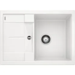 Faucet Shop 61 Blanco Evier METRA 45 S Compact PuraDur With Reversible Drainer In Silgranit 68x50cm, White (519565)
