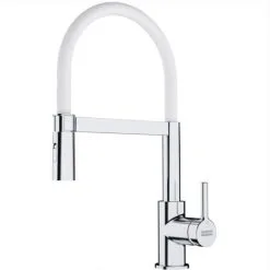 Franke Lina FC 6087.031 Kitchen Mixer, 205 X 410 Mm, Semi-pro With Pull-out Shower, Chrome/White (115.0626.088)
