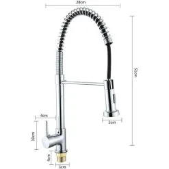DAY PLUS Chrome Monobloc Kitchen Sink Mixer Tap Swivel And Spring Spout Pull Out Hose Spray Single Lever Swan Neck Faucet, 10 Year Warranty -Faucet Shop 46235728 3