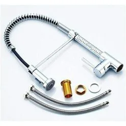 DAY PLUS Chrome Monobloc Kitchen Sink Mixer Tap Swivel And Spring Spout Pull Out Hose Spray Single Lever Swan Neck Faucet, 10 Year Warranty -Faucet Shop 46235728 5