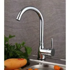 DAY PLUS Kitchen Sink Mixer Tap Single Lever 360° Swiel Spout Mixer Faucet For Kitchen Sink Basin Taps UK Standard Solid Brass Chrome Finishing With Hoses Hot Cold Water