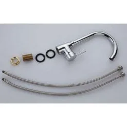 DAY PLUS Kitchen Sink Mixer Tap Single Lever 360° Swiel Spout Mixer Faucet For Kitchen Sink Basin Taps UK Standard Solid Brass Chrome Finishing With Hoses Hot Cold Water -Faucet Shop 46235837 5