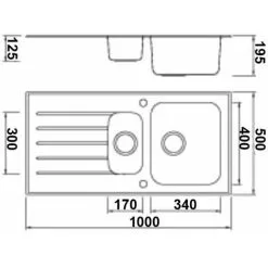 Sauber Kitchen Sink 1.5 Bowl LH Drainer Black Glass Stainless Steel Inset Waste 8 Sauber Kitchen Sink 1.5 Bowl LH Drainer Black Glass Stainless Steel Inset Waste -Faucet Shop 46530768 4