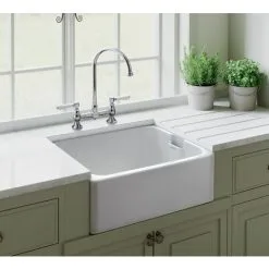 Rangemaster Farmhouse Belfast Kitchen Sink Single Bowl Ceramic White FREE Wastew