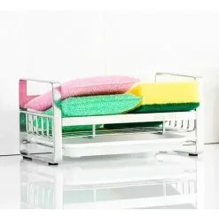 Devenirriche Sponge Holder, Stainless Steel 304 Sink Organizer Storage Sponge Holder, Kitchen Sink Organizer With Removable Drip Tray Sponge Shelf, For Kitchen Countertop Sponge, Soap