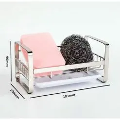 Devenirriche Sponge Holder, Stainless Steel 304 Sink Organizer Storage Sponge Holder, Kitchen Sink Organizer With Removable Drip Tray Sponge Shelf, For Kitchen Countertop Sponge, Soap -Faucet Shop 50877551 4
