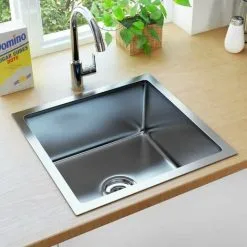Topdeal Handmade Kitchen Sink With Strainer Stainless Steel FF145077UK