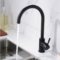 NESHOME Contemporary Matte Black Kitchen Single Lever Mixer Tap With Diffuser And 360 Swivel Spout 7 NESHOME Contemporary Matte Black Kitchen Single Lever Mixer Tap With Diffuser And 360 Swivel Spout -Faucet Shop 53909752 3