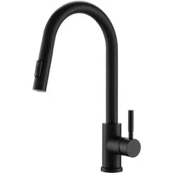 NESHOME Contemporary Matte Black Pull Out Kitchen Sink Single Lever Mixer Tap With 360 Swivel
