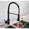 QHJ Kitchen Sink Mixer Tap Black Copper Faucet Mono Taps Swivel Pull Out Spray Spout
