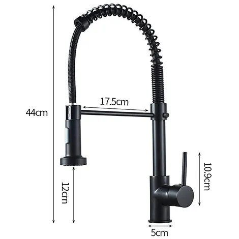 QHJ Kitchen Sink Mixer Tap Black Copper Faucet Mono Taps Swivel Pull Out Spray Spout 4 QHJ Kitchen Sink Mixer Tap Black Copper Faucet Mono Taps Swivel Pull Out Spray Spout - Image 4