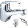 DAY PLUS Single Lever Basin Mixer With Pop Up Click Waste Chrome Modern Bath Tap Monobloc Wash Basin Sink Mixer Modern Chrome Brass