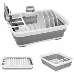 ECHOO Collapsible Dish Drying Rack Portable Dish Drainer Dinnerware Organizer Kitchen RV Campers Storage