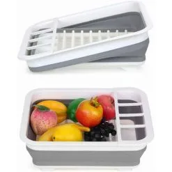 ECHOO Collapsible Dish Drying Rack Portable Dish Drainer Dinnerware Organizer Kitchen RV Campers Storage -Faucet Shop 55863442 3