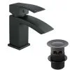 GRAVITY BATHROOMS Bathroom Luxury Black Matt Basin Sink Mono Mixer Single Lever Tap & Waste
