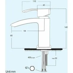 GRAVITY BATHROOMS Bathroom Luxury Black Matt Basin Sink Mono Mixer Single Lever Tap & Waste -Faucet Shop 56536758 3