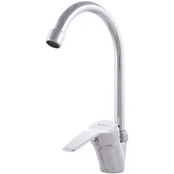 Greenice Brass / Zinc Kitchen Faucet, Chrome Plated, Hot-Cold Water, Hoses, High Spout, Single Handle [QLI-FA-8704] (QLI-FA-8704)