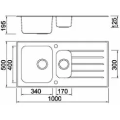 Sauber Kitchen Sink 1.5 Bowl RH Drainer Black Glass Stainless Steel Inset Waste -Faucet Shop 59257179 4