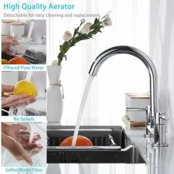 BRIEFNESS Kitchen Sink Mixer Taps 2 Hole Dual Lever Cold And Hot Mixer Tap, Modern 360��Swivel Spout Kitchen Sink Taps Brass Chrome Basin Faucet With UK Standard Fittings 1/4 Turn -Faucet Shop 59499066 3