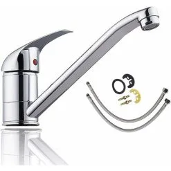 Faucet Shop 71 BRIEFNESS Hot & Cold Single Handle Lever Kitchen Sink Mixer Tap Basin Mixer Tap Faucet With Swivel Spout Polished Chrome Free Fixings