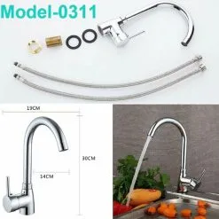BRIEFNESS Kitchen Sink Basin Mixer Tap Single Lever Solid Brass Kitchen Taps Hot & Cold 360�� Swivel Spout Single Lever With UK Standard Fittings Modern Kitchen Sink Basin Mixer Tap -Faucet Shop 59499104 5