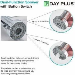 BRIEFNESS Modern Mono Kitchen Mixer Tap Dual Spout & Pull Out Spray Single Lever Chrome UK -Faucet Shop 59499626 3