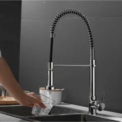 BRIEFNESS Modern Mono Kitchen Mixer Tap Dual Spout & Pull Out Spray Single Lever Chrome UK -Faucet Shop 59499626 5