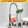 BRIEFNESS 360��Swivel Pull Out Spray Taps Manobloc Mixer Kitchen Sink Mixing Tap Spring Neck Chrome