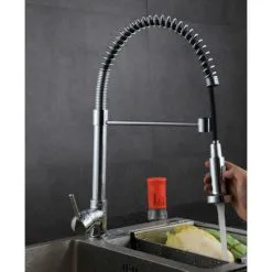 BRIEFNESS 360��Swivel Pull Out Spray Taps Manobloc Mixer Kitchen Sink Mixing Tap Spring Neck Chrome -Faucet Shop 59499629 3