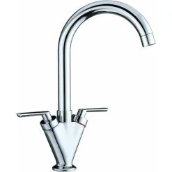 BRIEFNESS Kitchen Sink Mixer Taps Monobloc Swivel Spout Chrome Brass Dual Lever With Hose