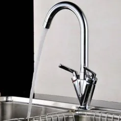 BRIEFNESS Kitchen Sink Mixer Taps Monobloc Swivel Spout Chrome Brass Dual Lever With Hose -Faucet Shop 59499733 5