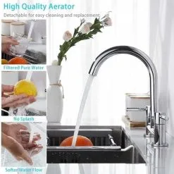 BRIEFNESS Utility Lever Deck Kitchen Sink Mixer Tap With Swivel Spout, Chrome -Faucet Shop 59500071 3