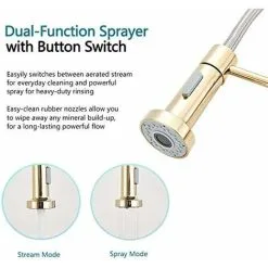 LITZEE Kitchen Tap Kitchen Sink Mixer Tap With Solid Brass Commercial Single Handle Single Hole Pull Down Sprayer Swivel Sprayer Mixer Tap Cold ,gold -Faucet Shop 64027565 3