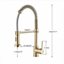LITZEE Kitchen Tap Kitchen Sink Mixer Tap With Solid Brass Commercial Single Handle Single Hole Pull Down Sprayer Swivel Sprayer Mixer Tap Cold ,gold -Faucet Shop 64027565 5