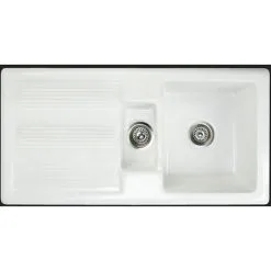 RAK CERAMICS Ceramic 1.5 Bowl Kitchen Sink With Waste By Rak - White - 20 Year Guarantee 7 RAK CERAMICS Ceramic 1.5 Bowl Kitchen Sink With Waste By Rak - White - 20 Year Guarantee -Faucet Shop 64565058 3