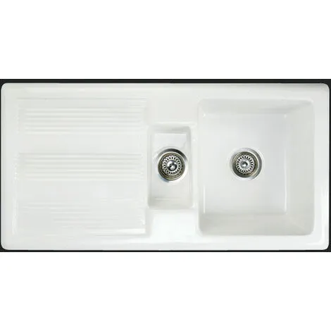 RAK CERAMICS Ceramic 1.5 Bowl Kitchen Sink With Waste By Rak - White - 20 Year Guarantee 3 RAK CERAMICS Ceramic 1.5 Bowl Kitchen Sink With Waste By Rak - White - 20 Year Guarantee - Image 3