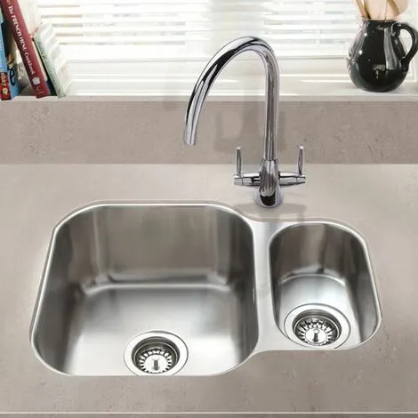 S I A SIA 1.5 Bowl Undermount Stainless Steel Kitchen Sink With Waste Kit W594xD460mm 1 S I A SIA 1.5 Bowl Undermount Stainless Steel Kitchen Sink With Waste Kit W594xD460mm