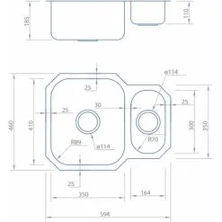 S I A SIA 1.5 Bowl Undermount Stainless Steel Kitchen Sink With Waste Kit W594xD460mm 6 S I A SIA 1.5 Bowl Undermount Stainless Steel Kitchen Sink With Waste Kit W594xD460mm -Faucet Shop 65334549 3