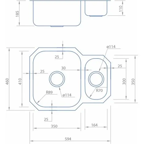 S I A SIA 1.5 Bowl Undermount Stainless Steel Kitchen Sink With Waste Kit W594xD460mm 3 S I A SIA 1.5 Bowl Undermount Stainless Steel Kitchen Sink With Waste Kit W594xD460mm - Image 3