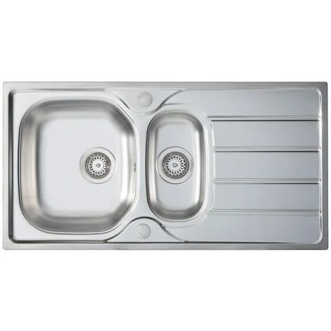 S I A SIA 1.5 Bowl Reversible Stainless Steel Kitchen Sink And Waste Kit W965 X D500mm 1 S I A SIA 1.5 Bowl Reversible Stainless Steel Kitchen Sink And Waste Kit W965 X D500mm