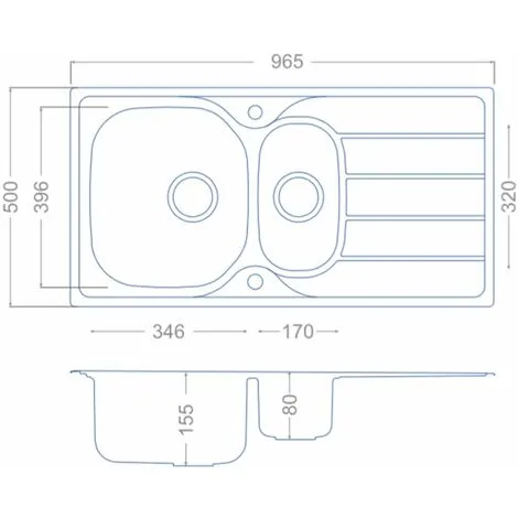 S I A SIA 1.5 Bowl Reversible Stainless Steel Kitchen Sink And Waste Kit W965 X D500mm 2 S I A SIA 1.5 Bowl Reversible Stainless Steel Kitchen Sink And Waste Kit W965 X D500mm - Image 2