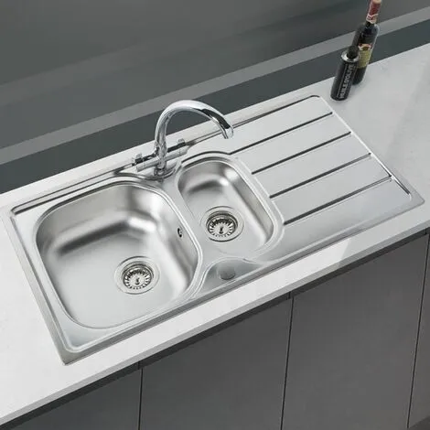 S I A SIA 1.5 Bowl Reversible Stainless Steel Kitchen Sink And Waste Kit W965 X D500mm 3 S I A SIA 1.5 Bowl Reversible Stainless Steel Kitchen Sink And Waste Kit W965 X D500mm - Image 3