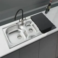 S I A SIA 1.5 Bowl Reversible Stainless Steel Kitchen Sink And Waste Kit W965 X D500mm 8 S I A SIA 1.5 Bowl Reversible Stainless Steel Kitchen Sink And Waste Kit W965 X D500mm -Faucet Shop 65334639 4