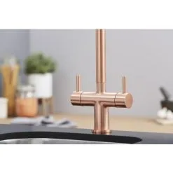 S I A SIA KT3CU Copper Swan Neck Twin Lever Contemporary Monobloc Kitchen Mixer Tap -Faucet Shop 65334677 4