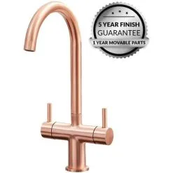 S I A SIA KT3CU Copper Swan Neck Twin Lever Contemporary Monobloc Kitchen Mixer Tap -Faucet Shop 65334677 5