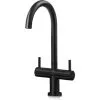 S I A SIA KT3BL Black Swan Neck Twin Lever Contemporary Monobloc Kitchen Mixer Tap