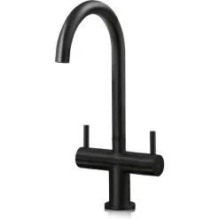 S I A SIA KT3BL Black Swan Neck Twin Lever Contemporary Monobloc Kitchen Mixer Tap