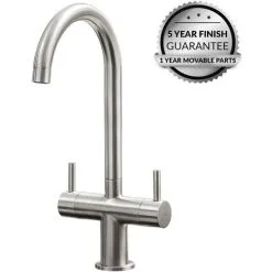 S I A SIA KT3BN Brushed Nickel Swan Neck Twin Lever Modern Monobloc Kitchen Mixer Tap 9 S I A SIA KT3BN Brushed Nickel Swan Neck Twin Lever Modern Monobloc Kitchen Mixer Tap -Faucet Shop 65334782 5